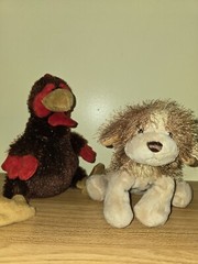 Ganz Webkinz Brown Plush Stuffed Rooster HM346 & Cocker spaniel HM011
