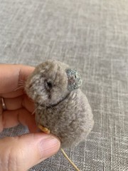 Steiff POM POM MOUSE Gray Wool Plush Toy Woolen Miniature
