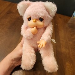 70’s Russ Berrie FELICIA Monchichi Thumb Sucker PINK 9″ Stuff Plush Girl