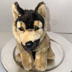 Toys R Us German Shepherd Dog Realistic Plush Animal Black Brown Approx ~10″