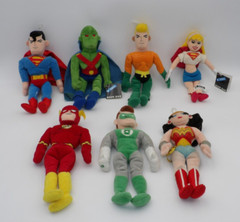 Warner Bros Studio Store 7 Super Heroes Bean Bag Dolls 1999 Used Good Condition