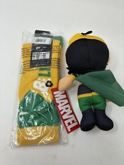 Marvel Avengers Loki Bundle Set 8” Plush & Bioworld Crew Socks New