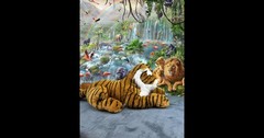 Rare Tiger Lion Stuffed Animal Realistic Plush Extra Large Unique NM Stuffy