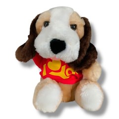 Vintage Elder Beerman Plush Hound Dog In Red I Love You Shirt Brown Beige 9”