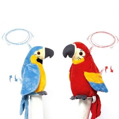 Talking Macaw Parrot Repeat What You Say Stuffed Animal Plush 8.5 Inch, Red