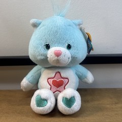 2003 Care Bears Cousins Light Blue Green Proud Heart Cat Star 8” Beanbag Plush