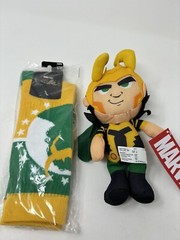 Marvel Avengers Loki Bundle Set 8” Plush & Bioworld Crew Socks New
