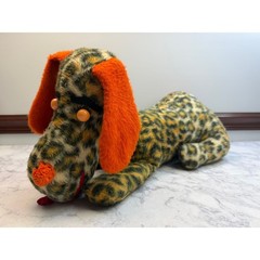 Vintage Leopard Print Plush Dog Orange Ears Long Floppy Stuffed Animal Toy 20in