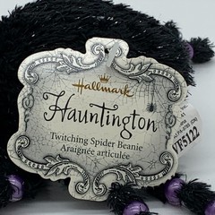 6″ Hallmark Hauntington Twitching Spider Beanie Plush Purple Beads Black