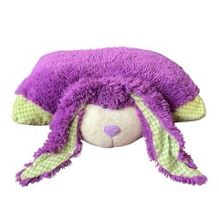 Rare Pillow Pets Purple Bunny Rabbit Green Checkers 19″ Plush Long Ears 2009