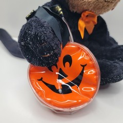 G.A.C. 1998 Brown Teddy Bear Plush Dressed as Halloween Cat 12″ Pumpkin Bag