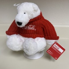 NWT Coca Cola 7 “White Polar Bear Plush with Red Sweater Very Soft Collectible