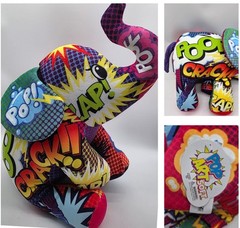 Pop Art Soft 16″ Plush Elephant MAMMOTH WHAM Colorful POW POP POOF CRACK NEW