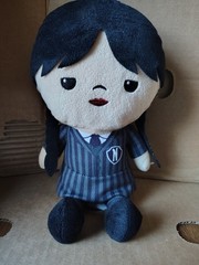 Wednesday Addams Small Black Gray Plush Doll Soft Stuffed Toy