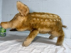 LARGE vintage handmade German Steiff mohair Dalle boar pig stuffed animal 23 in.