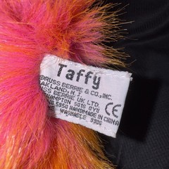 Russ Taffy Teddy Bear Plush Pink Orange Shaggy Fur Has Hang Tag Custom Necklace