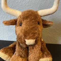 Mary Meyer Plush Flip Flops Longhorn Bull Stuffed Animal Brown, Beanie Cow