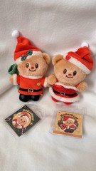 Lot 2 Thailand Butter Bear Fluffy Santa/Santy Plush Toy Key Chain Red Teddy