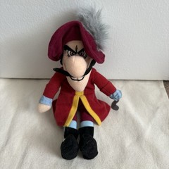 Disney Peter Pan Captain Hook Plush Stuffed Animal Red Coat Hook Hand Small 2014