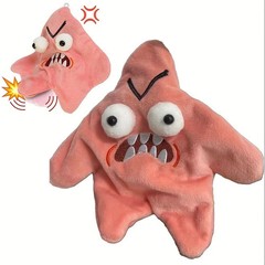 Pink Angry Kicking Starfish Toy, Backpack Keychain Plush, Cute and Funny Gift!