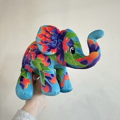 Pop Art Soft Elephant Plush PHEONA Turquoise Blue Orange Purple 2022 EUC