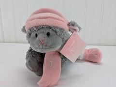 Dress Barn Lela Gray Lamb Plush 9″ Stuffed Animal Winter Hat Scarf 2005 Tags