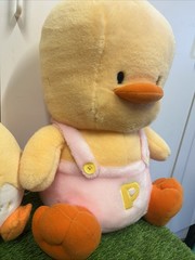 Set Of 2 Vintage 1991 Piyo Piyo Duck Chick Stuffed Plush Sweater Baby Gift RARE