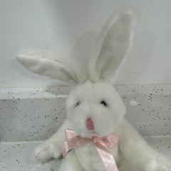 Sasco Inc Kellogg Co 1997 White Bunny Rabbit Plush Stuffed Toy Pink Bow 12 ” in