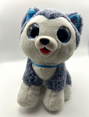 ZURU Pets Alive Gray & White Husky Dog Plush Stuffed Animal, Blue Collar, Small