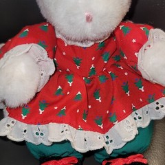 Vintage Gund Christmas Plush Mouse Dress Tinytales Girl Stuffed Animal 1991 6″