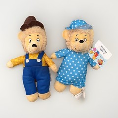 PBS Kids Berenstain Bears Stuffed Plush Papa Bear Blue Overalls Mama Bear 9.5”