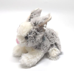 Easter Plush Soft GRAY & WHITE STUFFED BUNNY RABBIT Approx 6″ Tall, 7″ Long