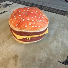 Large 3D Simulation Hamburger Pillow, Funny Plush Cheese Burger Cushion Layupvxa