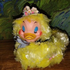 Vintage Rubber Face Duck Rushton 50’s Yellow Easter Basket-8 X 6 X 7