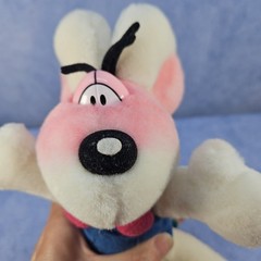Diddl Mouse Plush 10″ Thomas Goletz White Mouse Pink Overalls Vintage