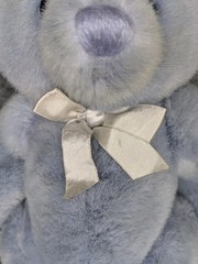 Vintage Dakin Teddy Bear 14” Blue Plush Satin Bow Korea 1989 Stuffed Toy