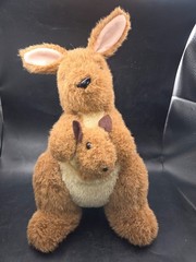 CA Australia Plush Toy Kangaroo Mom with Joey Made in Australia 11 Inches Tall