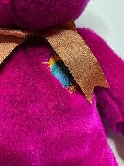 Ty Pink Teddy Bear Plush Medium Stuffed Animal Fuchsia Earth Ribbon Bow Toy