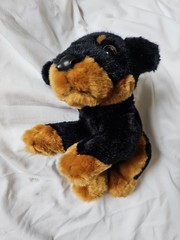 Fao Schwarz Stuffed Animal – Black and Brown Stuffed Dog – 8″