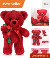 Bear Stuffed Animal Gift with Rose Funny Cute Bear Plush Stuffed Animal for K…