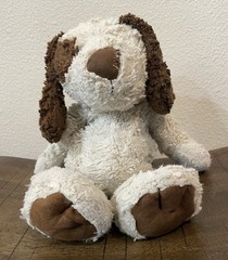 Jellycat Patch Puppy Dog Soft Toy Brown & Cream Plush Bean Bottom And Paws 12”