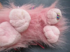Dog Pink Furry Plush Purple Ribbon Yorkie Ganz 10 in size nose to tail