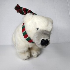 Dakin Iceberg Polar Bear Plush Soft Toy Stuffed Animal 1984 9″ White Scarf Gray