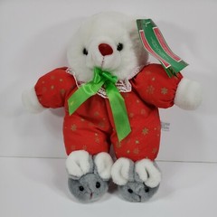 House of Lloyd Bear Christmas Glow in the Dark Vintage Bunny Plush White Red