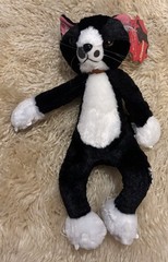 Naito Design Scratch Cat Plush Stuffed Animal Black White Small 6-14in With Tags