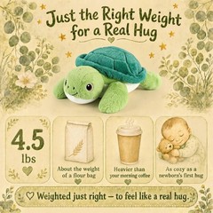 gnomantic Turtle Weighted Stuffed Animals, Plush Pillow Medium, Green
