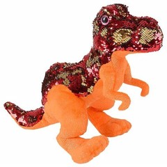 15″ T-Rex Dinosaur – Reversible Sequins – Orange, Red, Gold