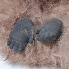 Real Fur Stuffed Gorilla Plush Toy Animal Rubber Face Banana Thumb Sucker