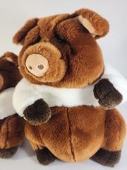 Fremont Pigs 2 Dakin Lou Rankin Friends Plush Brown White Pig Stuffed Animal Toy