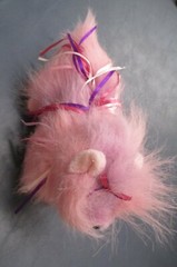 Dog Pink Furry Plush Purple Ribbon Yorkie Ganz 10 in size nose to tail